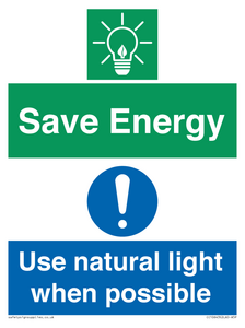 Save Energy - Use natural light when possible